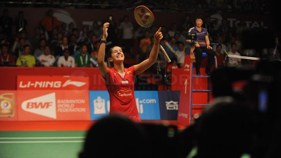 Carolina Marin ketika tampil di Kejuaraan Dunia BWF 2015 di Jakarta. - INDOSPORT